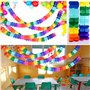 4Pcs Guirlandes Décoration Bannière Colorées Banderole Feston Papier Cellulaire Trèfle à Quatre Feuilles Arc-en-Ciel Carnaval Fê