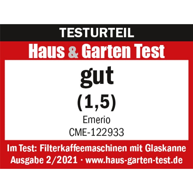 Image secondaire de Emerio CME-122933 Cafetière filtrante 1,25 l pour jusqu'à 10 tasses de café frais, filtre permanent amovible, fonction anti-gout