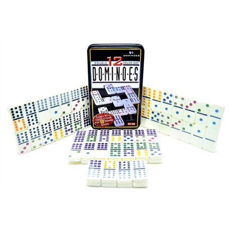 Dominos de points doubles de 12 couleurs Grande XXL Boîte (jeu 91