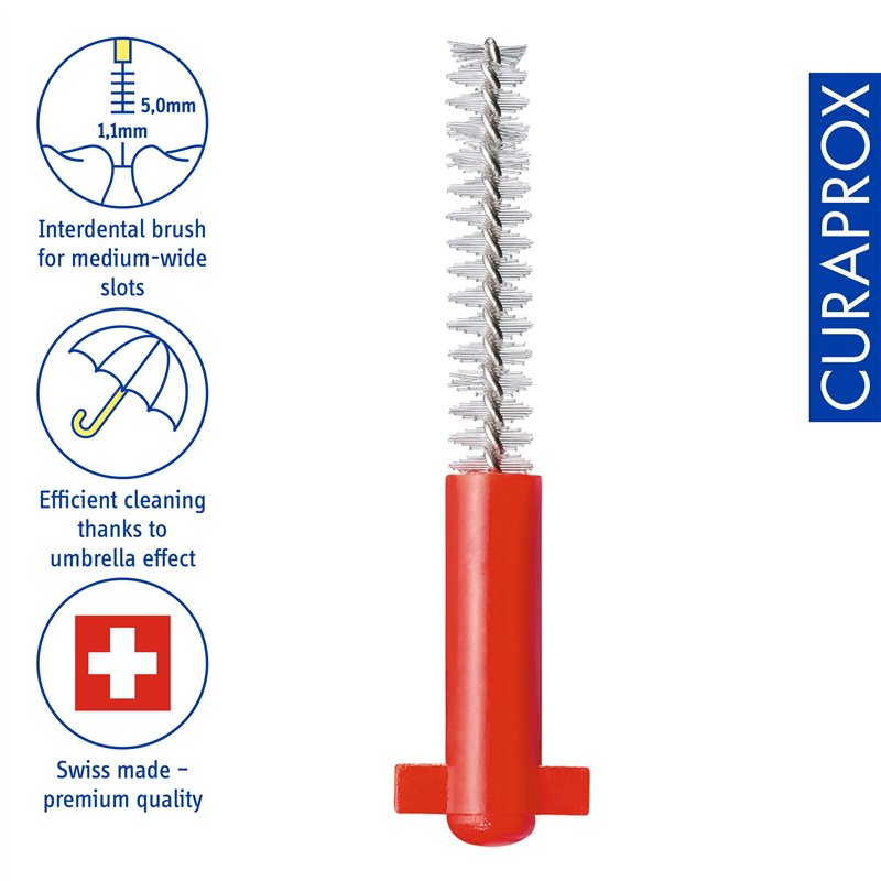 Image secondaire de Curaprox brosses interdentaires CPS 07 prime, Refill, 8 pièces, 0,7 mm de diamètre, 2,5 mm d'efficacité, rouge, recharge, sans support