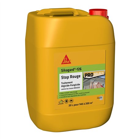 SIKA - Traitement algicide et fongicide renforcé anti-traces rouges - Sikagard 126 Stop Rouge - Nettoyant désincrustant - Elimin
