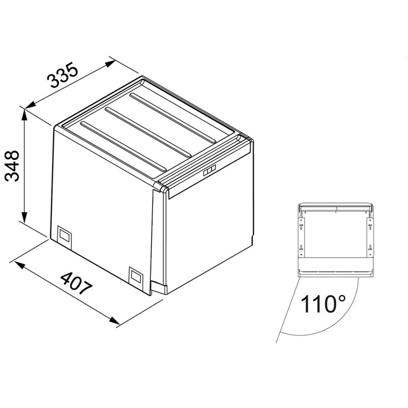 Image secondaire de FRANKE | Poubelle de tri des déchets Cube 40 (134.0039.332) | Containers : 2 x 14L | Couleur : Noir