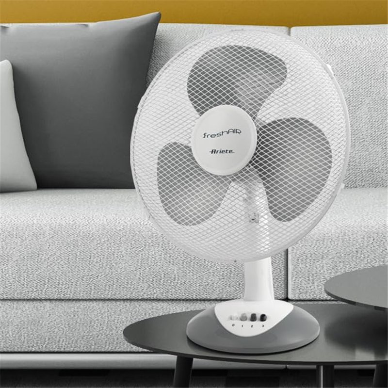 Image secondaire de Ariete 847 Ventilateur de table, 3 vitesses, hélice à 3 pales, fonction oscillation et inclinaison, 40 W, plastique, blanc