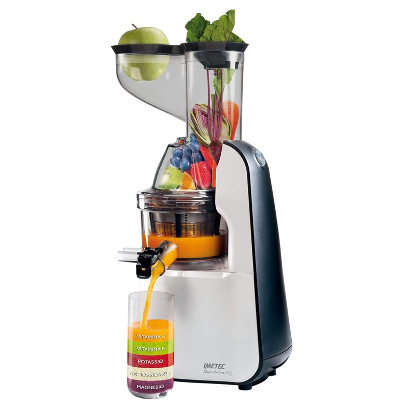 Imetec Centrifugeuse Extracteur de Jus de Fruit et Légume - Puissant, 48 Tours/Min, Robinet - Succovivo Pro 2000 + Accessoires p
