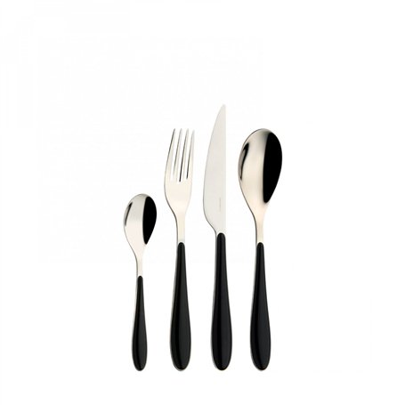 BUGATTI GGNU-023F50 Gioia Ménagère de 24 Pièces Service de Table SAN/Acier Noir 22 x 8 x 30 cm