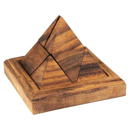 Logica Jeux Art. Pyramide 9 pcs - Casse-tête en Bois 3D - Difficulté 3/6 Difficile - Collection Leonardo da Vinci