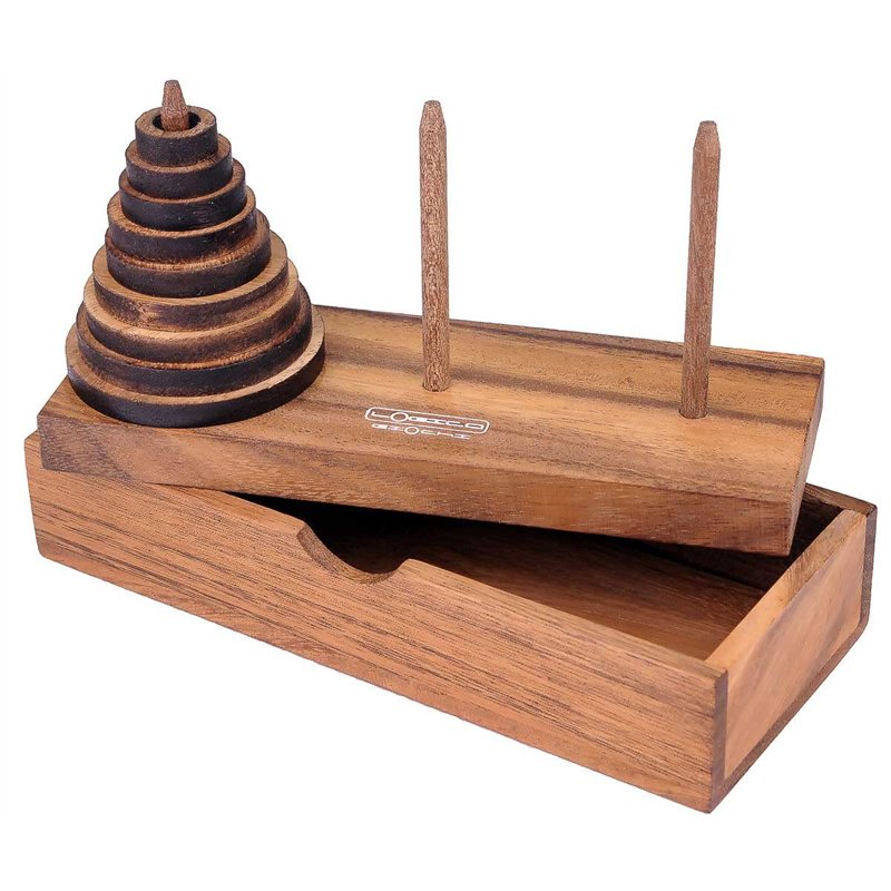 Logica Jeux Art. Tour de Hanoï 9 Disques - Casse-Tête en Bois Précieux - Différentes Difficultés