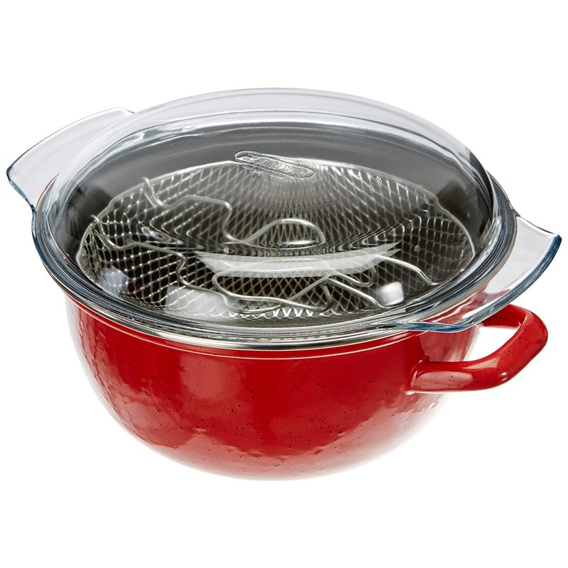 IBILI - Friteuse avec panier et couvercle Korinto, 24 cm, Acier émaillé, Antiadhésif, Compatible avec l’induction