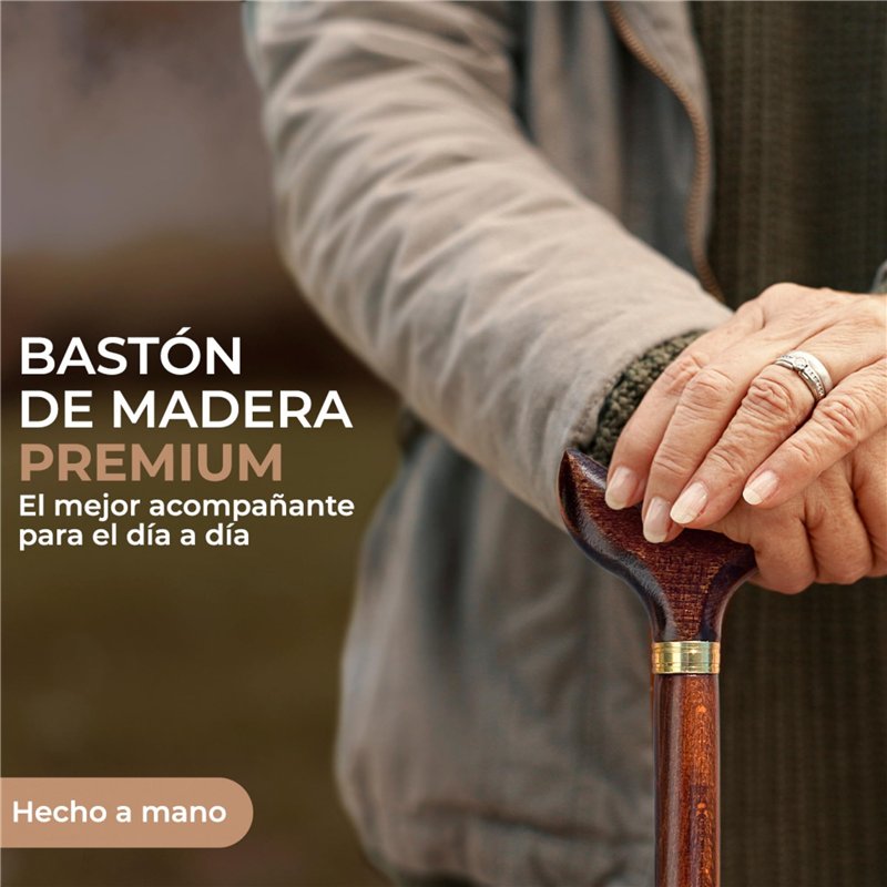 Image secondaire de Bâton de support en bois marron foncé 92 cm, très résistant. (612) Bâton de marche pour personnes âgées, personnes âgées