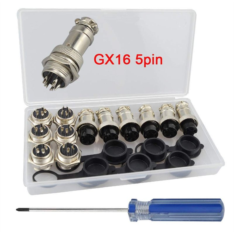 Image secondaire de RUNCCI-YUN 6Pcs GX16-5 Broches Aviation Connecteur, 16MM Metal Panneau Aviation Connecteur Prise, 5A Male Femelle Aviation Prise