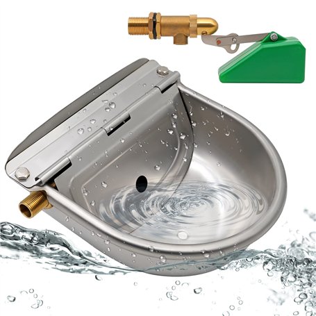 Abreuvoir Automatique en Acier Inoxydable avec Flotteur de Valve en Laiton 2 Pièces et Bouchon de Vidange