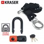 KRASER KR50+120L Antivol Moto Bloque Disque Mini U Homologué SRA + Chaine Haute Sécurité Acier Massif Boucle, Kit Sécurité pour 