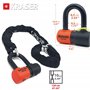 KRASER KR50+120L Antivol Moto Bloque Disque Mini U Homologué SRA + Chaine Haute Sécurité Acier Massif Boucle, Kit Sécurité pour 