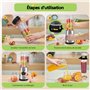 Aigostar Blender Portable, Mixeur Blender avec 2 Bouteilles Portables de 800ml, pour Smoothie Milk-shake Fruits, Puissant 600W. 