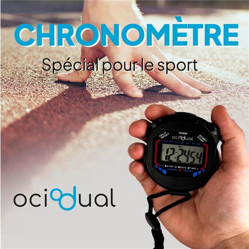 Image secondaire de OcioDual Chronomètre Sport, Horloge numérique pour Entraîneurs, Montre Sport Homme Idéale pour Compétitions Et Tests, Minuteur C