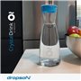 dropson - Carafe avec filtre - Modèle CrystalDrink - Pichet à eau en verre 1L avec couvercle bleu + filtre à eau pour robinet, b