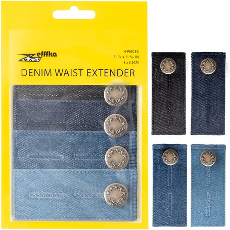 ZEFFFKA Bouton D'extension De Taille En Denim Pour Jeans Et Jupe Boutons Métalliques Confortables 4 Pièces Couleurs Assorties
