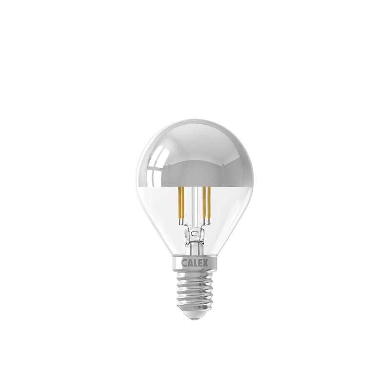 CALEX LED plein verre Miroir de tête Filament Lampe à billes 220-240V 4W 310lm E14 P45, Chrome 2700K CRI80 Dimmable