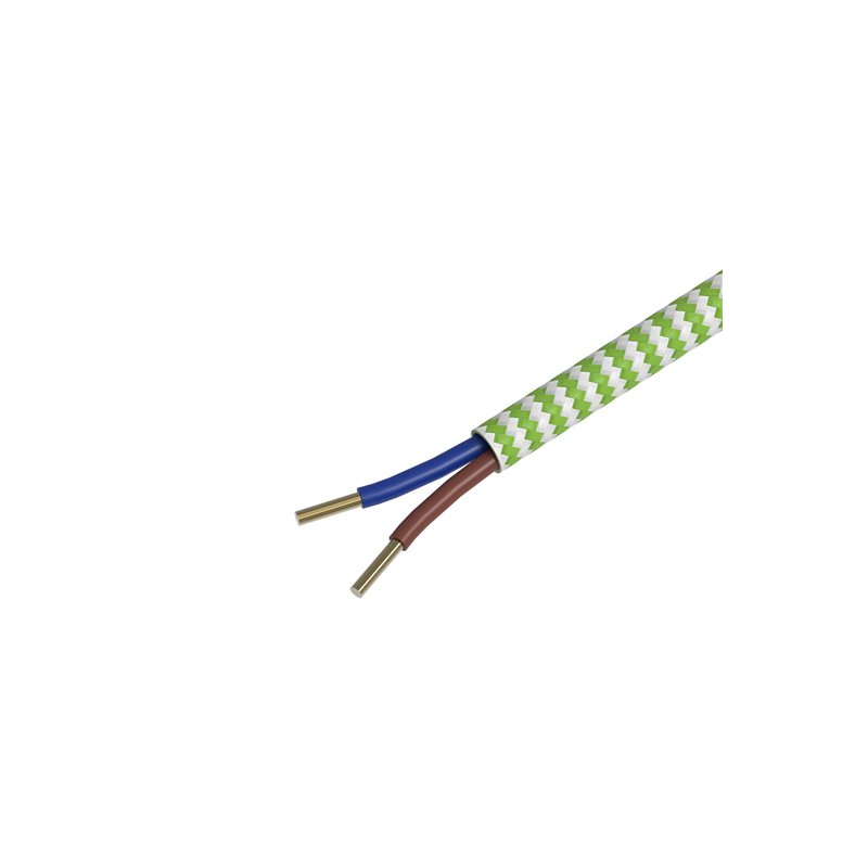 Image secondaire de Calex 60 W 250 V - Cordon enroulé en tissu - Vert citron et blanc - Longueur : 3 m