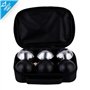 Engelhart - 010207 - Jeu de Boules 2 x 3 Noires et Grises - 74 mm - Triplette - Jeu de Petanque - 6 Boules de Pétanque, Sac en N