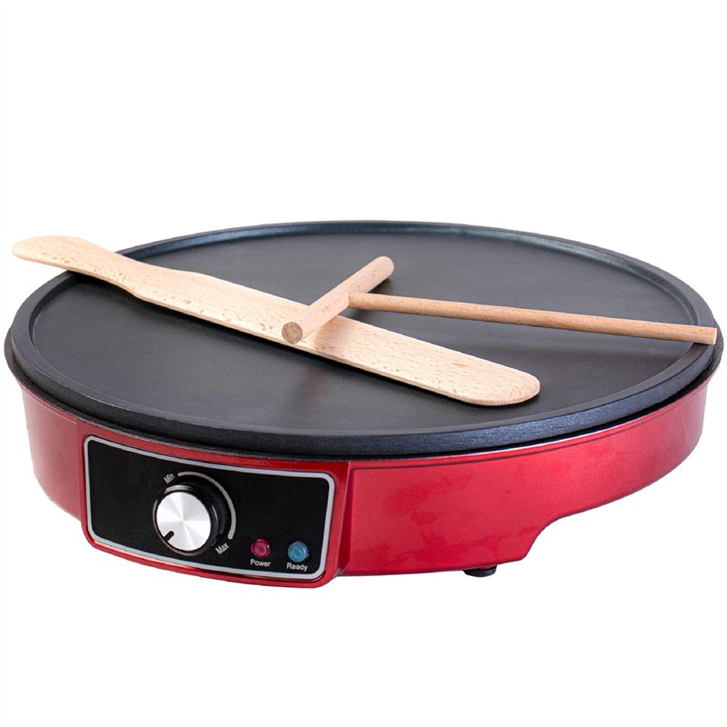 Gadgy® Crêpière Électrique 1000W – Plaque Antiadhésive Ø30 cm – Température Réglable – Râteau et Spatule Inclus – Appareil à Crê