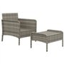 Salon de jardin 2 pcs avec coussins Gris Résine tressée