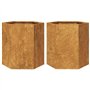 vidaXL Jardinières 2 pcs hexagone 46x40x45 cm Acier résistant aux intempéries