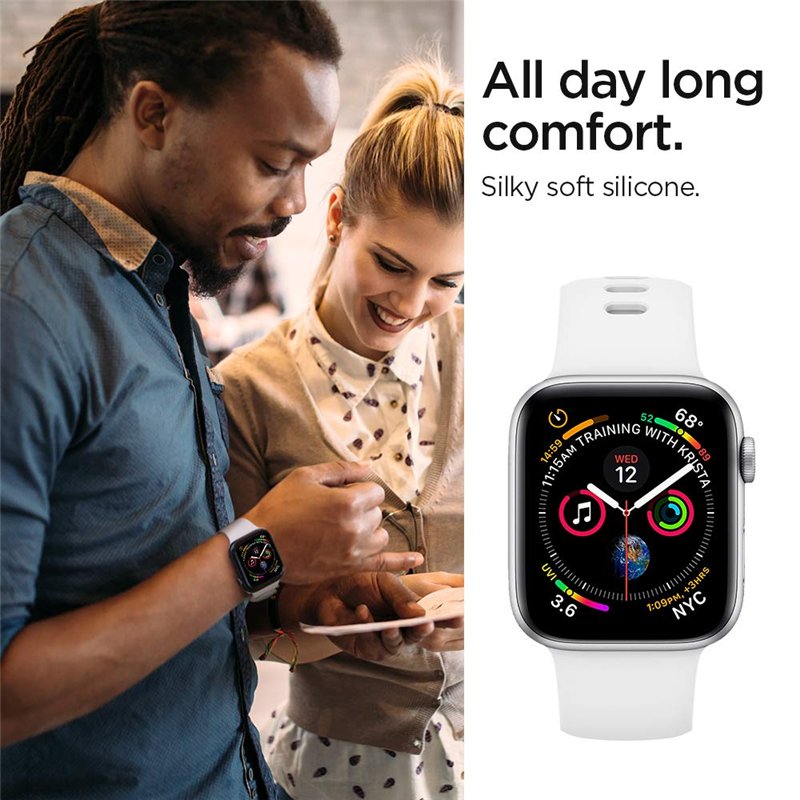 Image secondaire de Spigen Silicone Fit Compatible avec Apple Watch Bracelet pour 44mm/42mm série 6/SE/5/4/3/2/1 - Blanc
