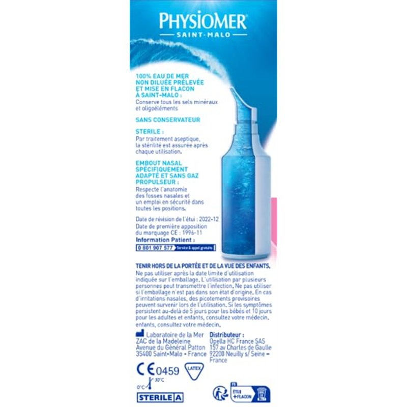 Image secondaire de Physiomer Bébé Micro-diffusion - Hygiène du nez -Dispositif médical- Spray nasal 100% eau de mer à partir de 1 mois - 115 mL lo