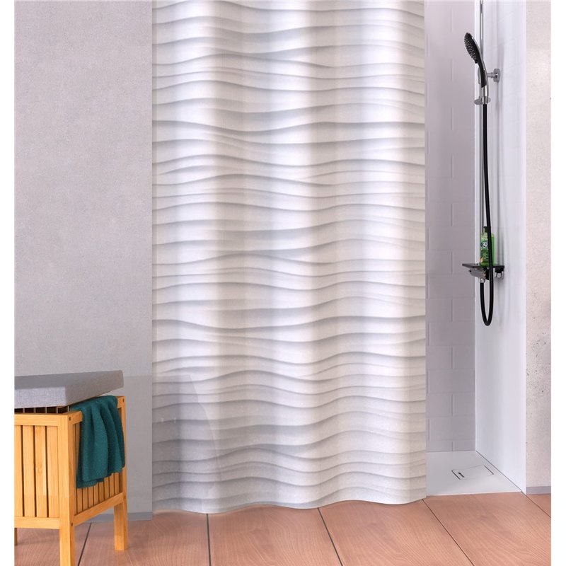 Image secondaire de EISL Rideau de Douche en Textile avec Motif (180 x 200 cm) - Lavable - avec revêtement imperméable - Entièrement Opaque - Rayure