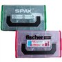 Set comprenant un assortiment de chevilles multi-usages Fischer et un assortiment de vis Spax livrés dans des mallettes de range