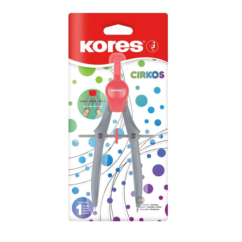 Image secondaire de Kores - Cirkos : Compas de géométrie avec molette de réglage pour enfants, étudiants et adultes, léger et ergonomique, fourniture