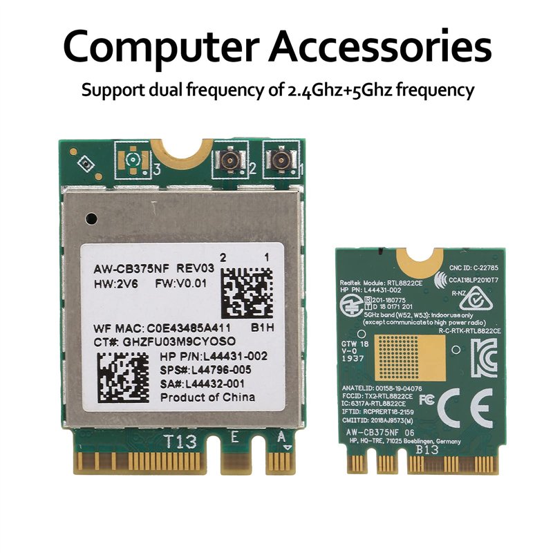 Image secondaire de ASHATA Mini Carte WiFi, Module WiFi 2.4/5.0 GHz, Carte Réseau sans Fil Bluetooth 5.0 M.2 NGFF 802.11a/b/g/n/AC RTL8822CE, Prise 