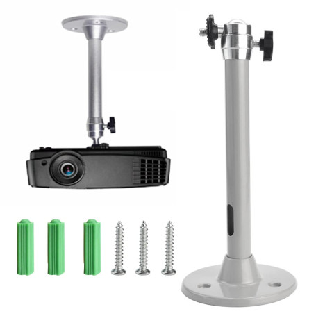 JUNMEIDO Support Plafond Videoprojecteur en Alliage d'Aluminium 21.5cm Support Retroprojecteur Rotation à 360°Anti-tremblement S