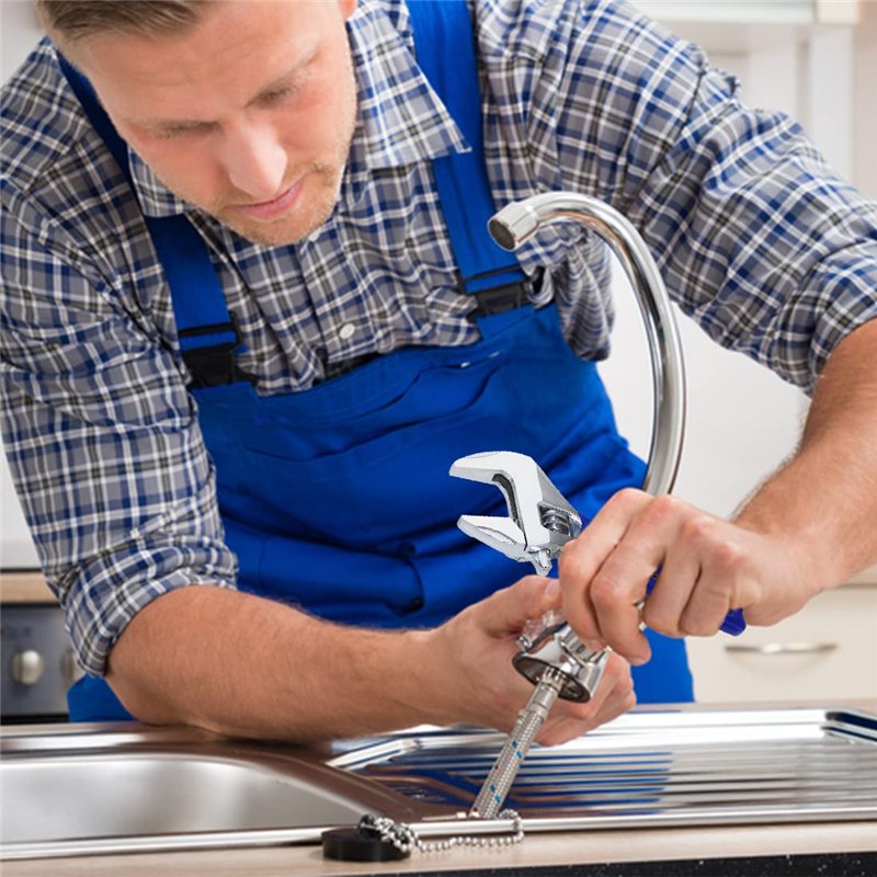 Image secondaire de Ncheli Clé à molette, Clef a molette Grande Ouverture,34MM Poignée Courte Clé à molette antidérapante,pour Plomberie et entretie