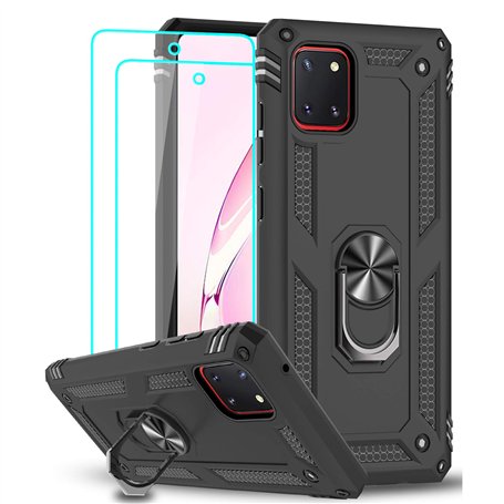 LeYi Coque pour Samsung Galaxy Note 10 Lite/ A81 [2 × Verre Trempé] Anneau Support