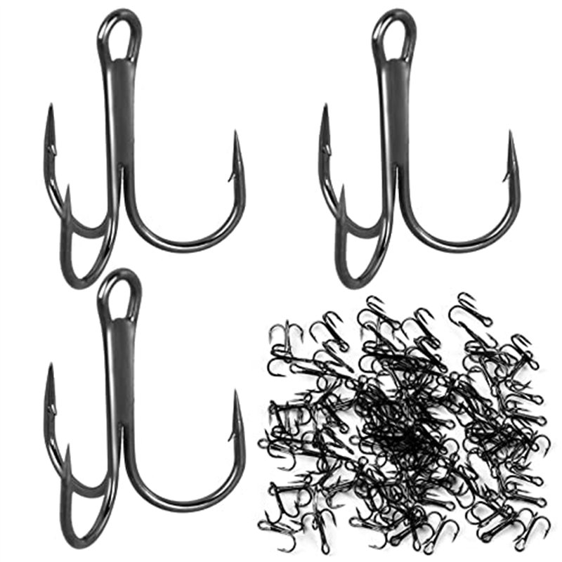 FORYNXHWIN 50 pcs Set d'hameçons triples, hameçons de pêche au trébuchet, hameçons triples Acier Carbone, hameçons triples Super