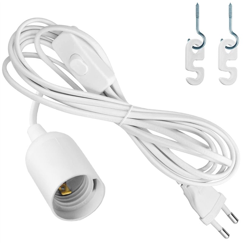 ALFFREUDE Porte Lampe E27 Suspension 3,5m Douille E27 avec Fil Câble pour Lampe de Sel avec Câble D'alimentation Prise Changer b