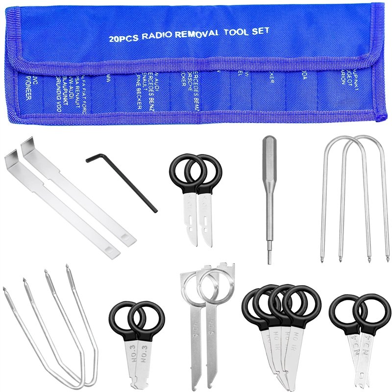 ALFFREUDE 20 pcs Kit Demontage Autoradio Outil de Démontage Voiture Autoradio Outil de Suppression de Radio avec Sac de Rangemen
