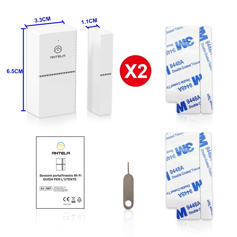 Image secondaire de ANTELA Détecteurs pour Portes/Fenêtres sans Fil WiFi Ouverture, Smart Life APP Télécommande, Notifications, 2 PCS