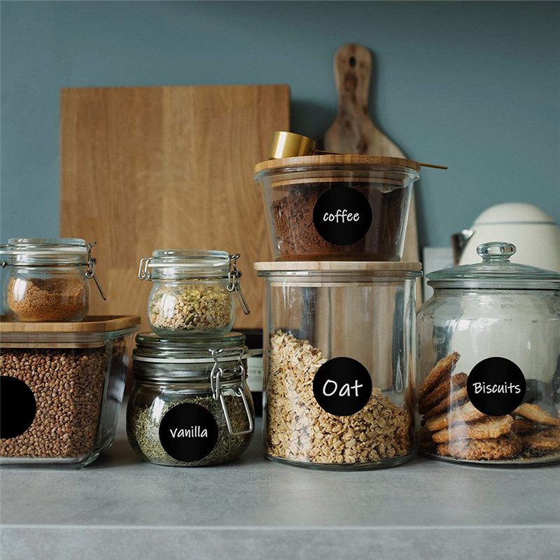 Image secondaire de Houdao 140 pièces Etiquette Epices Etiquette Autocollantes Bocaux Imperméables Réutilisables 3,5 cm Ronde étiquettes Ardoise pou