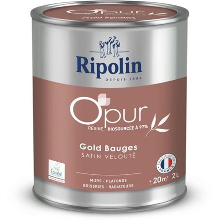 O'pur murs boiseries radiateurs gold bauges satin velouté - RIPOLIN - 2 L