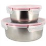 Lot de 2 boîtes hermétiques avec couvercle - MENASTYL - 5040178 - En acier inoxydable - Ronde - 15 et 20 cm - Compatibles micro-