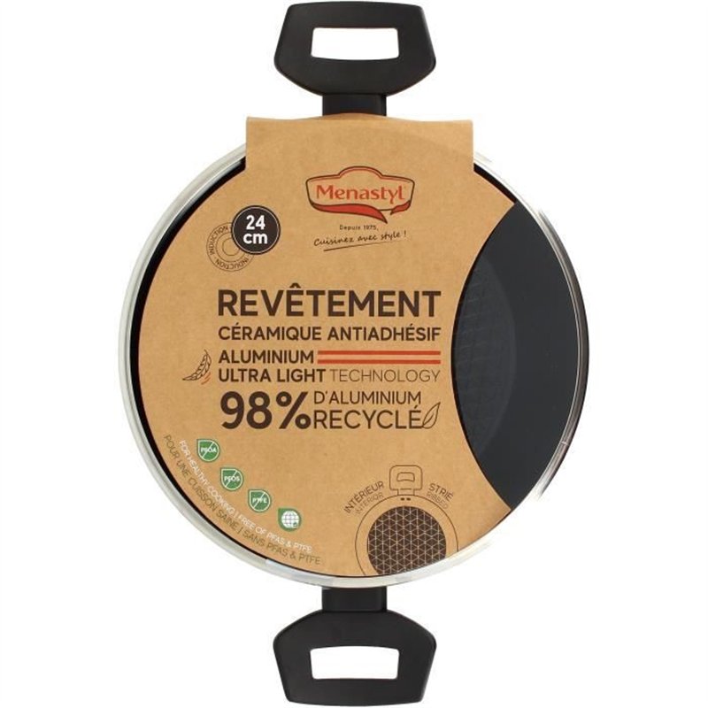 Image secondaire de Faitout - MENASTYL - 6020647 - En aluminium forgé - 24 cm - Noir - Tous feux dont induction