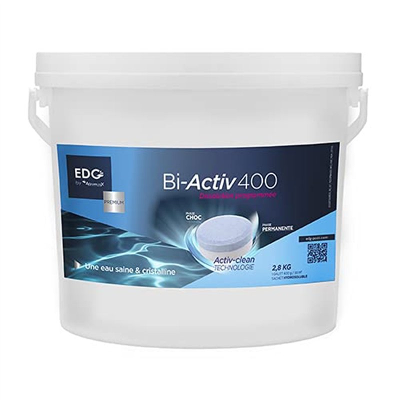 EDG by AQUALUX INTERNATIONAL Chlore Choc Et Multi Fonctions Longue Durée Piscine - Double Effet - Seau 2,8 kg - Méga Galets 400g