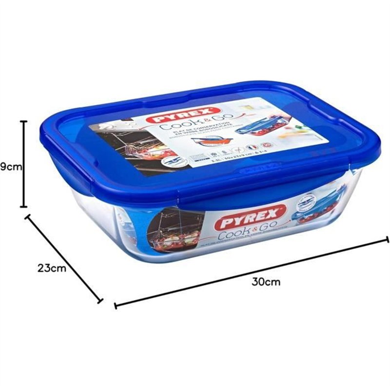 Image secondaire de Boîte rectangulaire avec couvercle - PYREX - 1451028 - 30 x 23 cm - 3,30 L - Cook & Go - Base en verre borosilicate