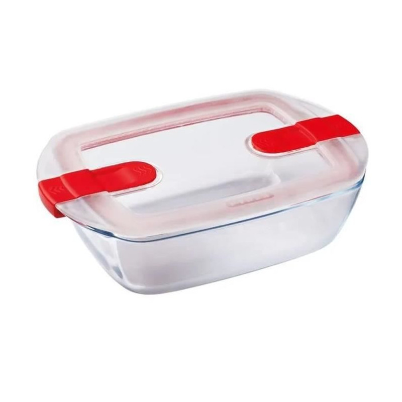 Boîte rectangulaire avec couvercle - PYREX - 1451024 - 23 x 15 cm - 1,1 L - Cook & Heat - Base en verre borosilicate