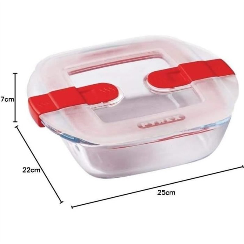 Image secondaire de Boîte rectangulaire avec couvercle - PYREX - 1451022 - 25 x 22 cm - 2,2 L - Cook & Heat - Base en verre borosilicate