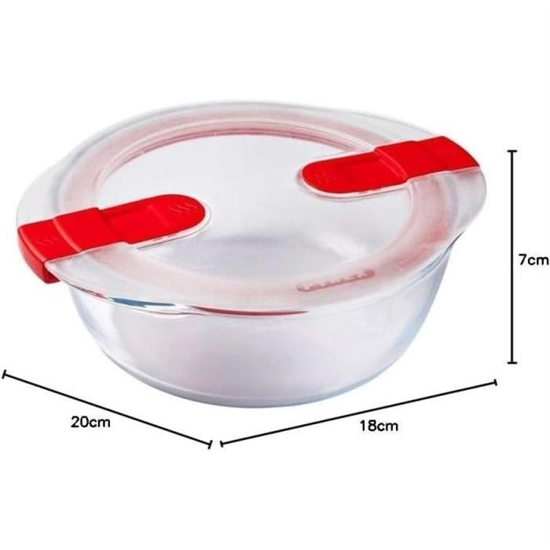 Image secondaire de Boîte ronde avec couvercle - PYREX - 1451018 - 20 x 18 cm - 1,1 L - Cook & Heat - Base en verre borosilicate