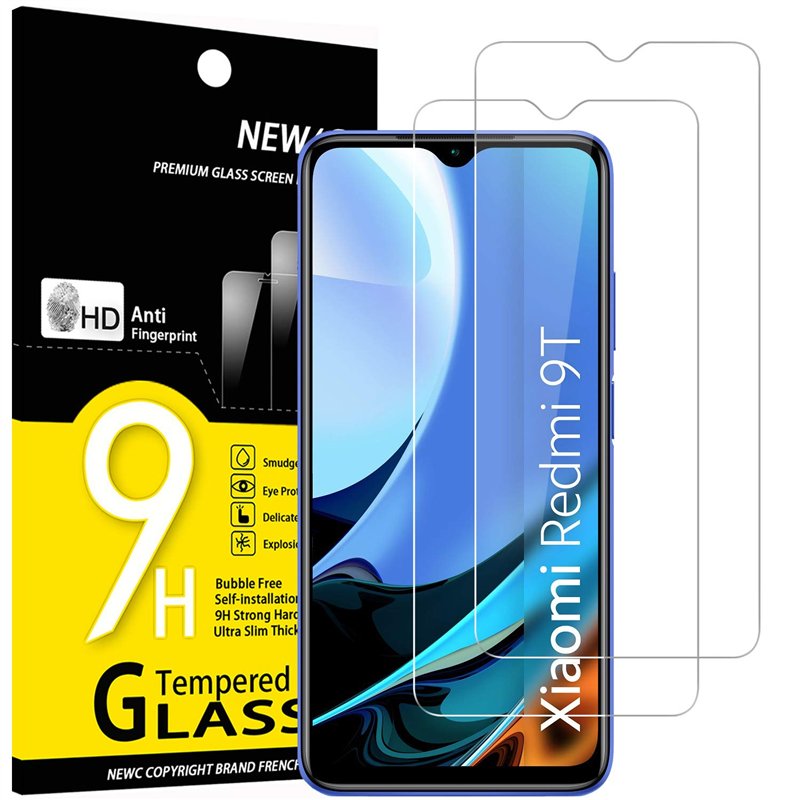 NEW'C Lot de 2, Verre Trempé pour Xiaomi Redmi 9T, Xiaomi Poco M3, Film Protection écran efficace contre les Rayures - sans Bull